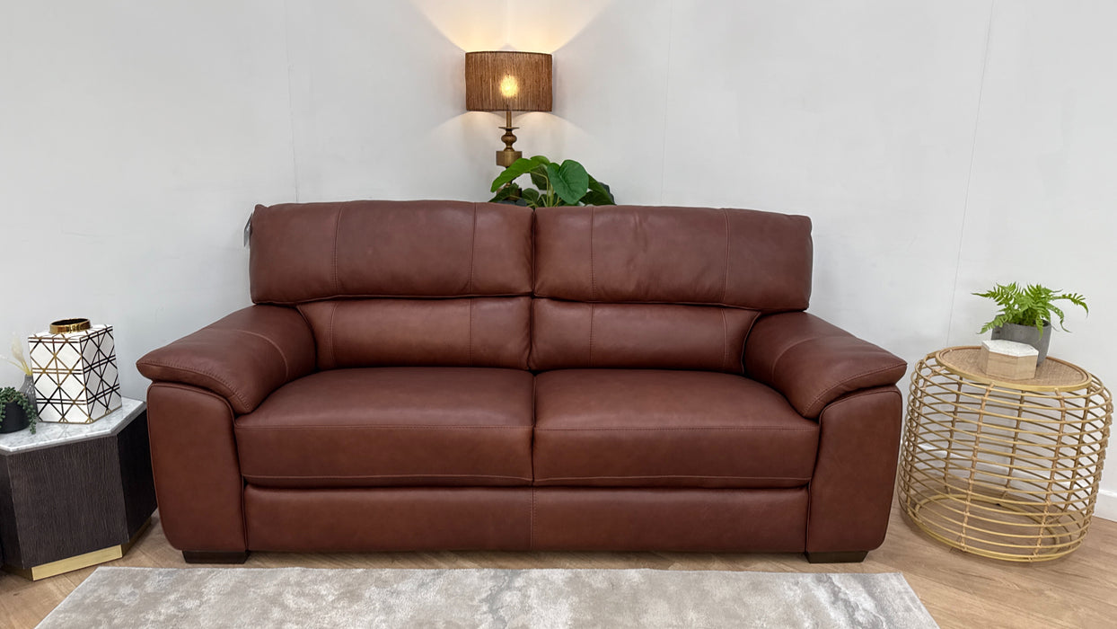 Sofology Santina Leather 3 Seater in Relaxed Soft Brown
