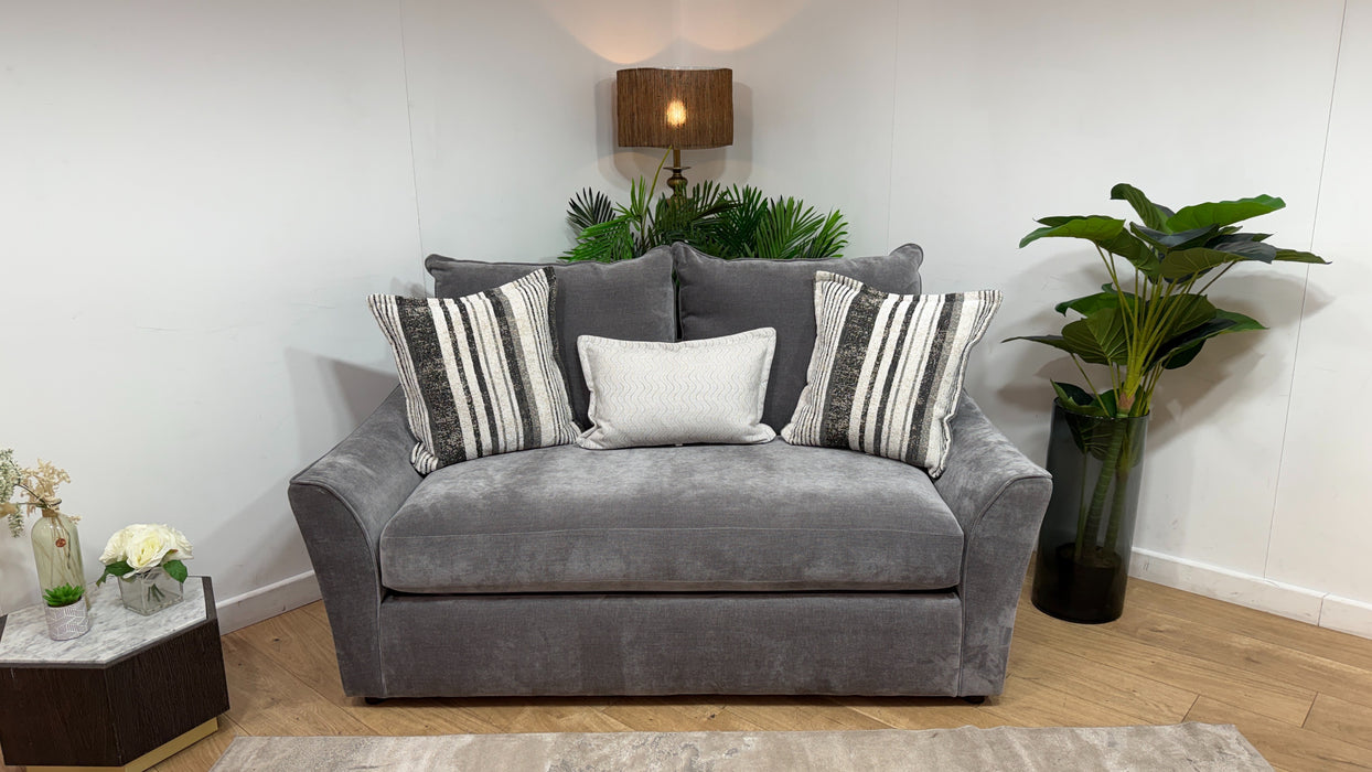 Sofology Holkham Fabric 2 Seater Sofa Bed Zoned Memory Foam Mattress in Fine Textured Chenille Steel Mix