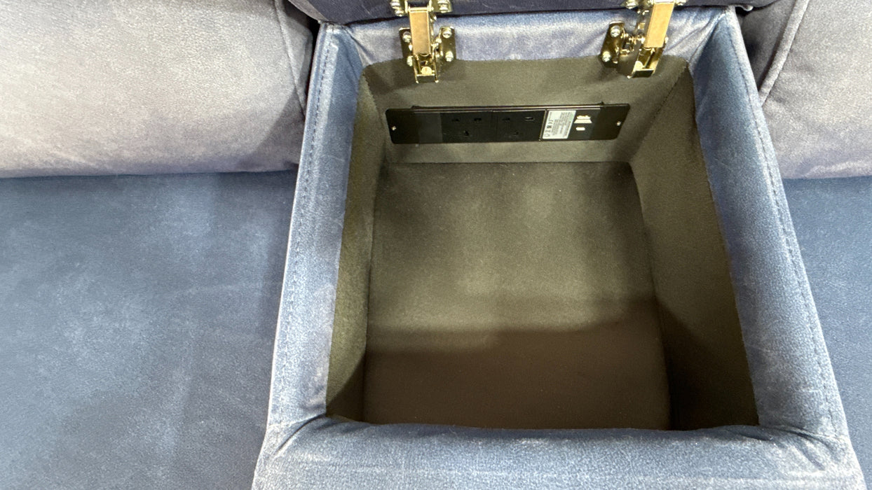 Sofology Ravello Fabric 2.5 Seater Console Power Recliner/Headrest Lumbar Support in Lifestyle Flecked Navy