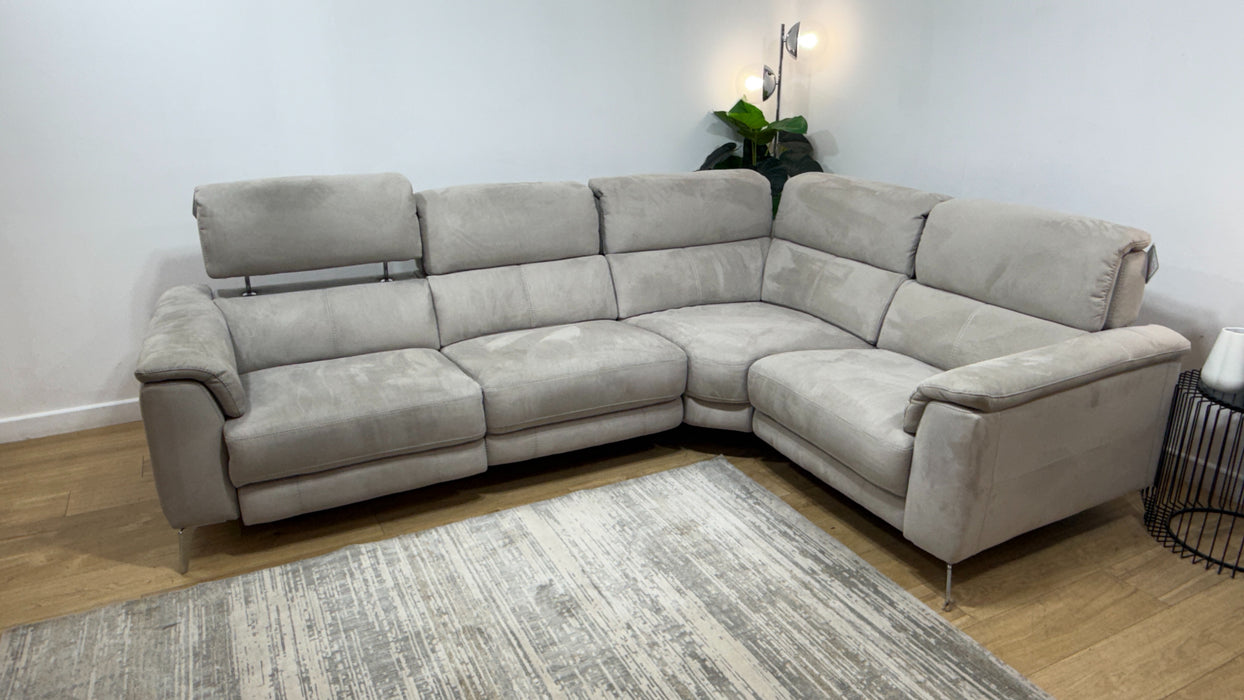 Sofology Illinois Fabric 2 Corner 1 Power Recliner/Headrest x 1 in Lifestyle Textured Grey