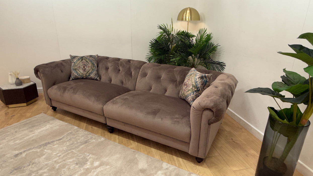 Sofology Kensington Fabric 4 Seater Split in Matt Velvet Mole Mix