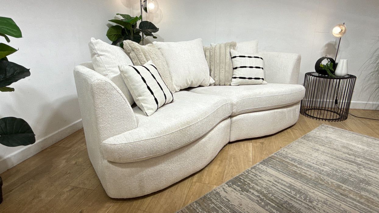 Sofology Chloe Fabric 4 Seater Split Pillow Back in Soft Boucle Ecru Mix