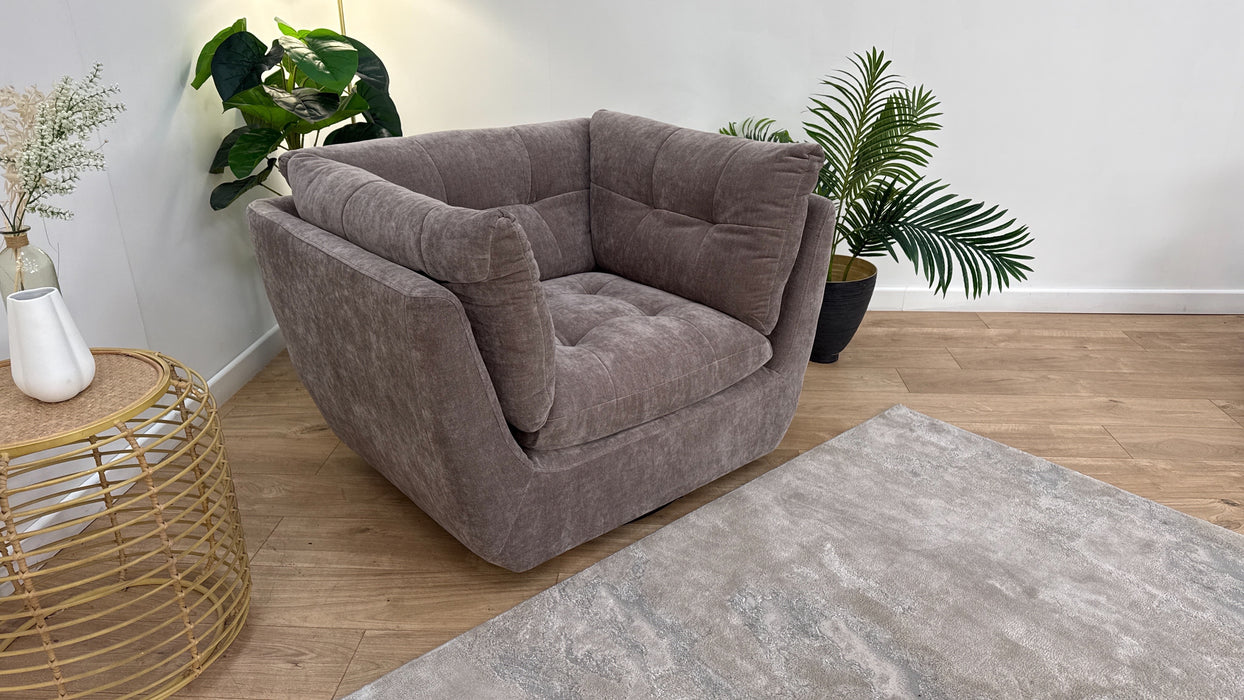 Sofology The Cocoon Fabric Swivel Chair in Relaxed Chenille Nutmeg