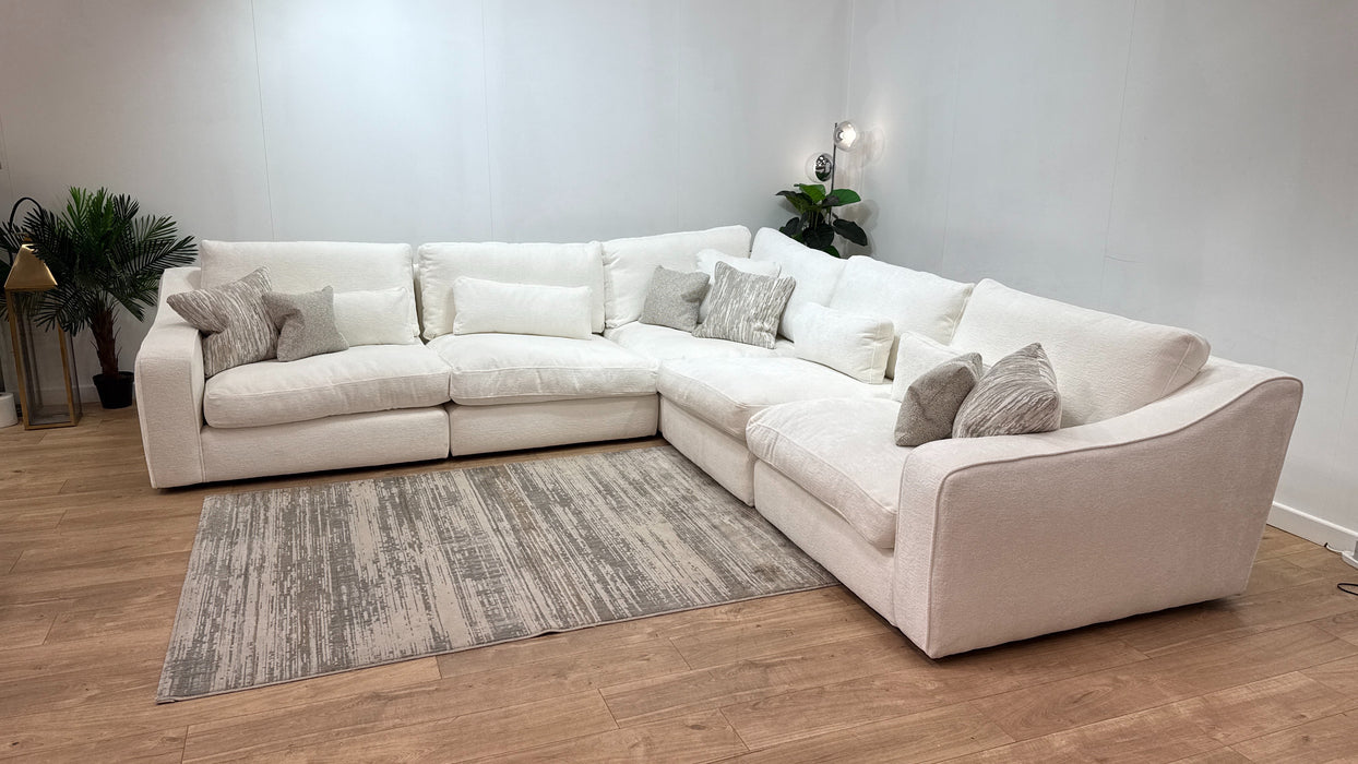 Sofology Bellagio Fabric 3 Corner 3 Reversible Feather Flex Seats in Chunky Luxe Chenille Snow Mix