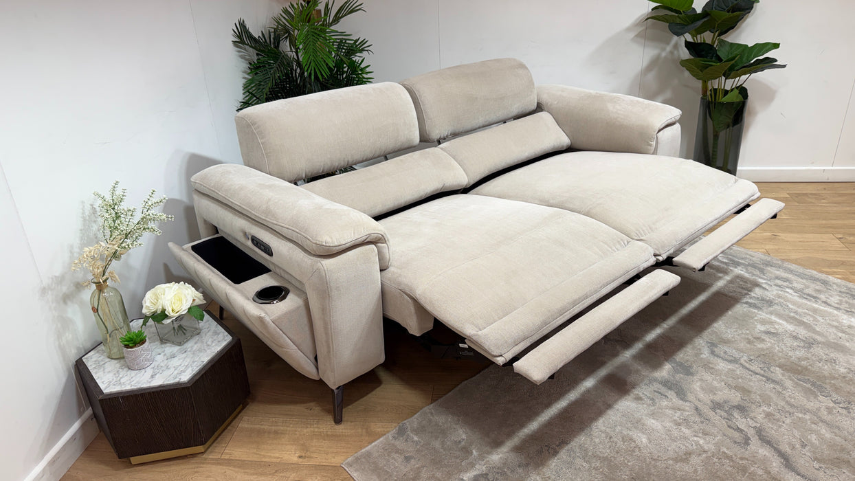 Sofology Fratelli Fabric 2.5 Seater Power Recliner/Headrest in Relaxed Chenille Cotton