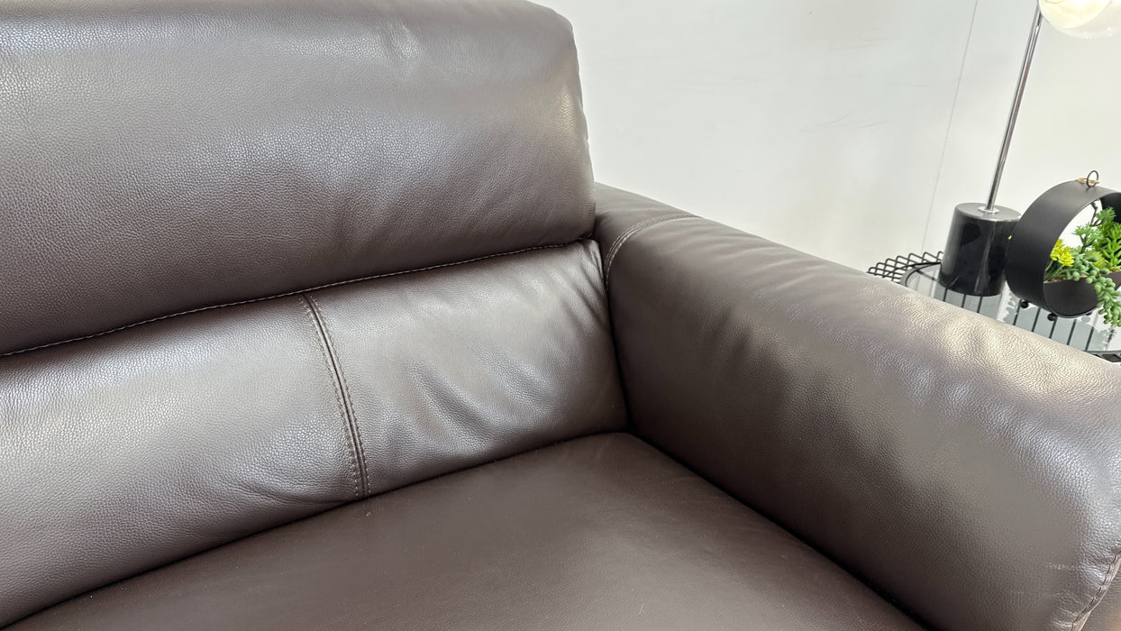 Sofology Illinois 3 Seater Leather Recliner in Brown