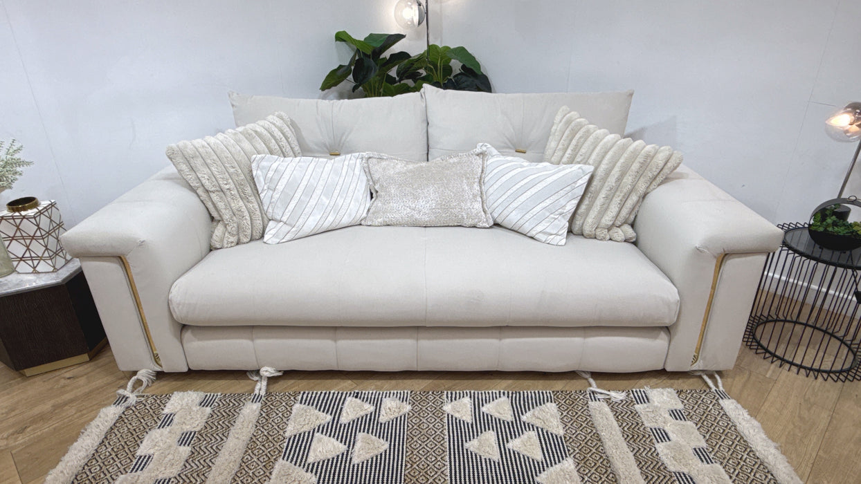 Sofology Oscar Fabric 3 Seater Sofa in Super Matt Velvet Ecru