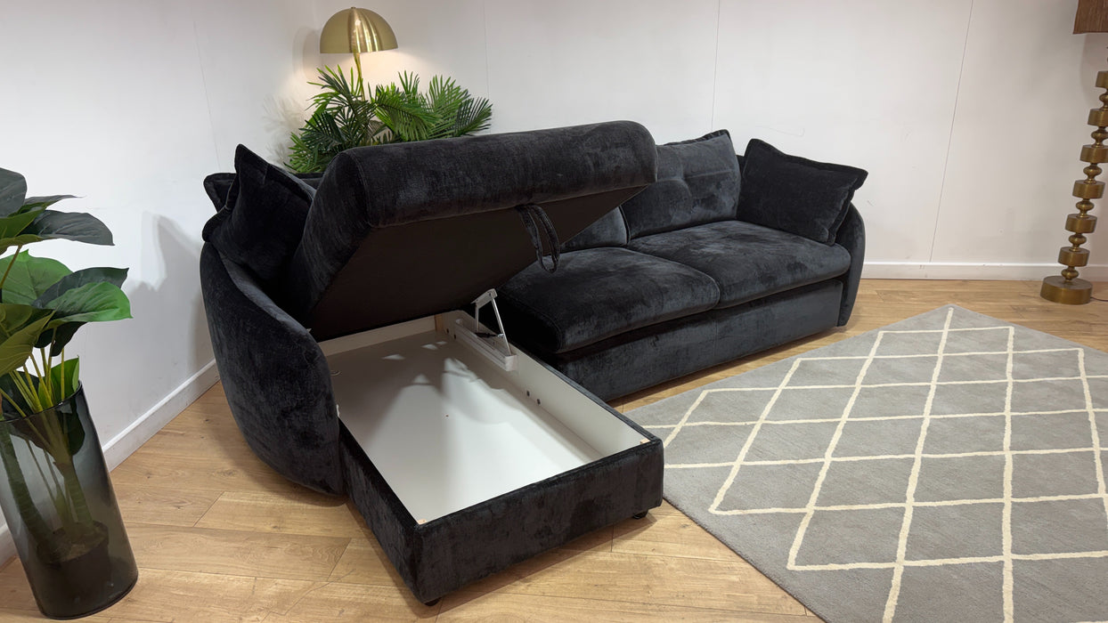 Sofology Portobello Fabric Chaise 3 Seater Foam Seats Storage in Luxury Chenille Anthracite