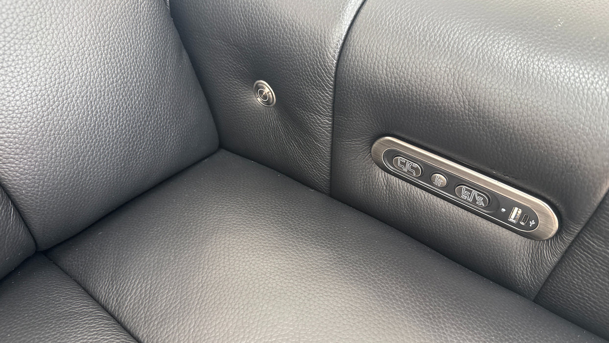 Sofology Paramount 2 Seater Recliner in Trusty Embossed Leather Jet Black