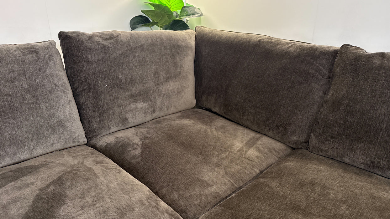 Sofology Georgio Fabric 3 Corner 3 Feather Flex in Luxury Deep Pile Chenille Mole