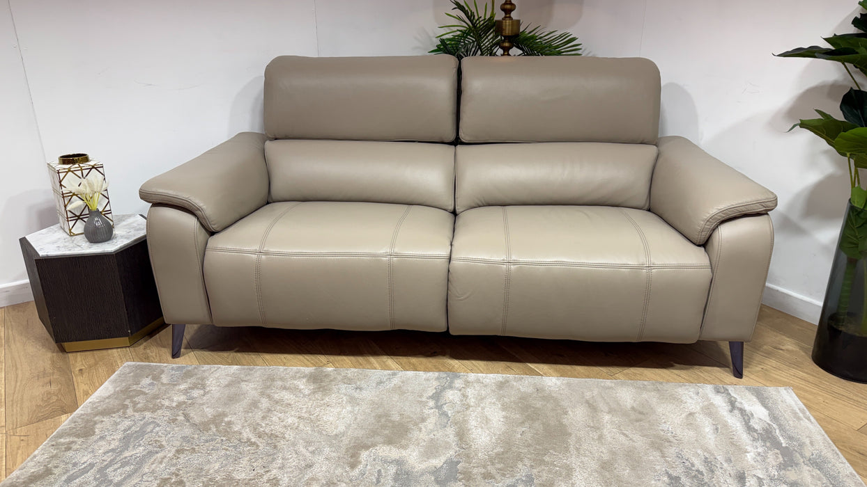 Sofology Bailey Leather 2.5 Seater Power Recliner/Headrest in Trusty Embossed Stone