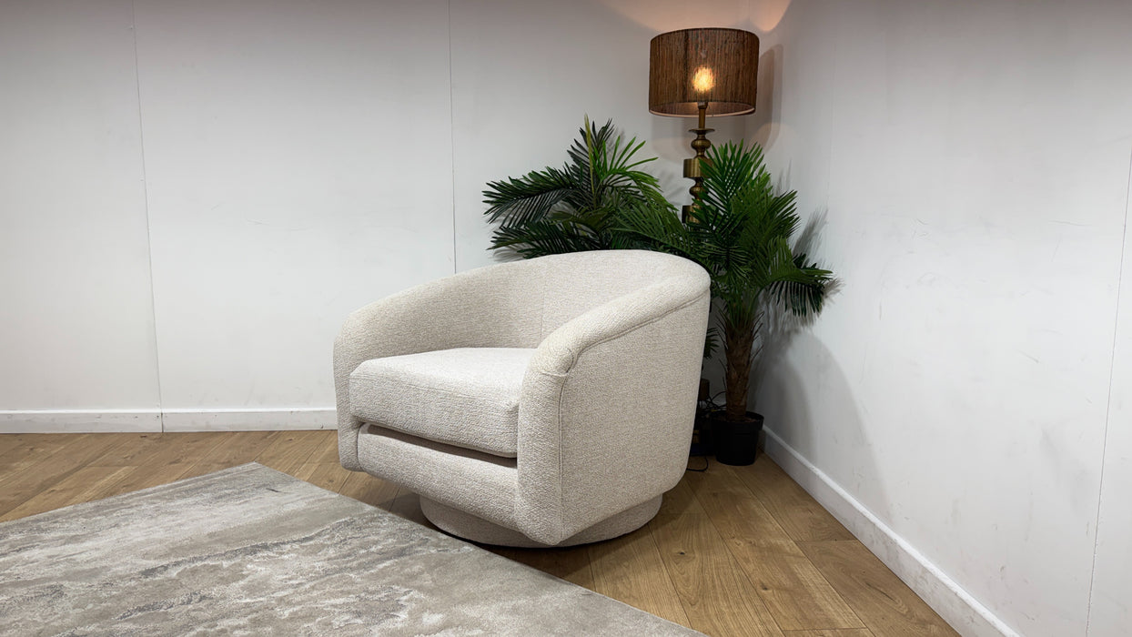 Sofology Westwood Fabric Swivel Chair in Soft Boucle Blush