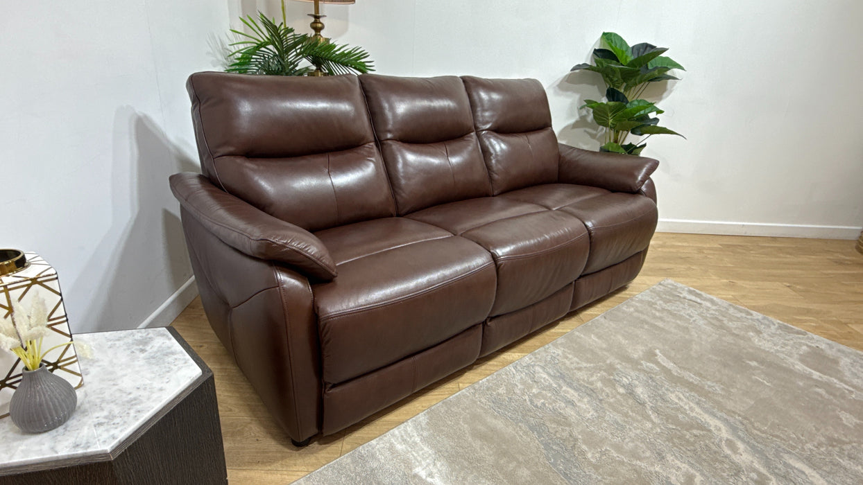 Sofology Albion Leather 3 Seater in Trusty Sheen Chocolate
