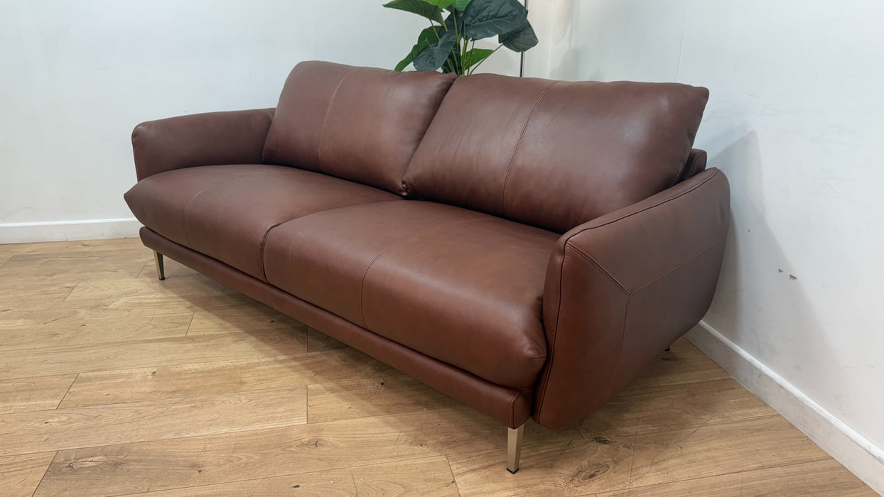 Sofology Adler Leather 3 Seater in Relaxed Soft Brown