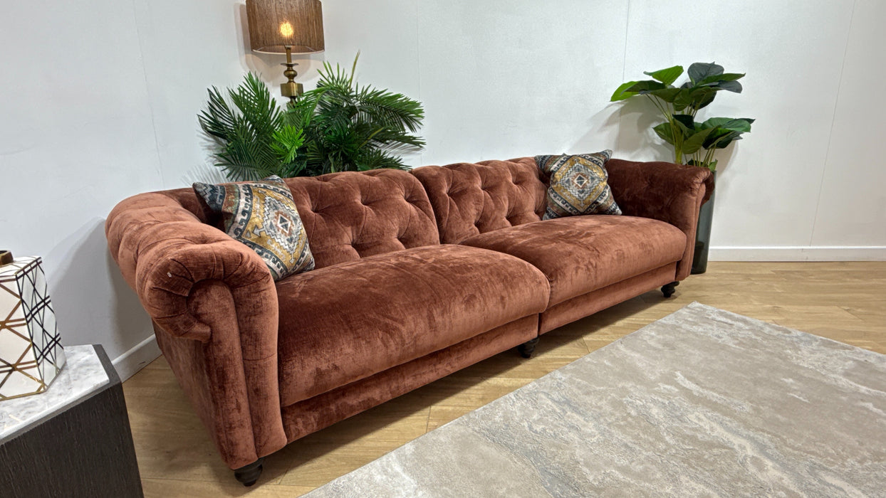 Sofology Kensington Fabric 4 Seater Split in Luxury Chenille Rust Mix