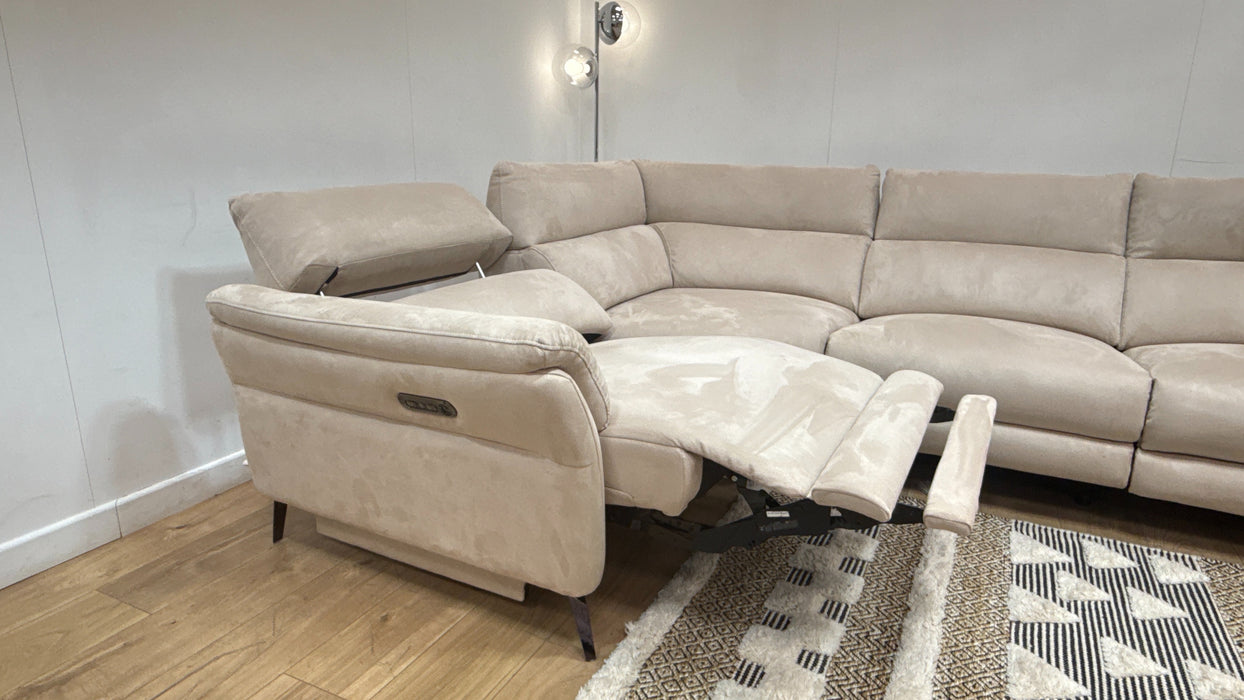 Sofology Missouri Fabric 1 Corner 3 Power Recliner/Headrest in Lifestyle Plush Mink