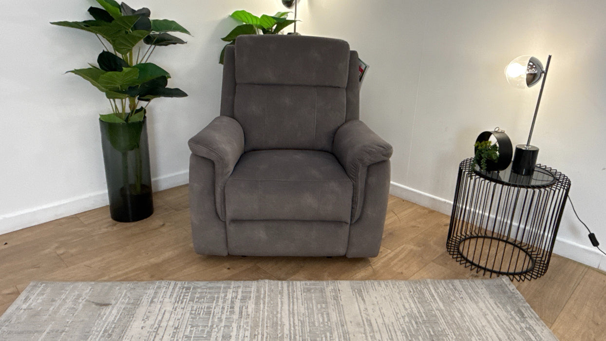 Sofology Bradie Fabric Chair Power Recliner Heated Seat in Lifestyle Flecked Mocha