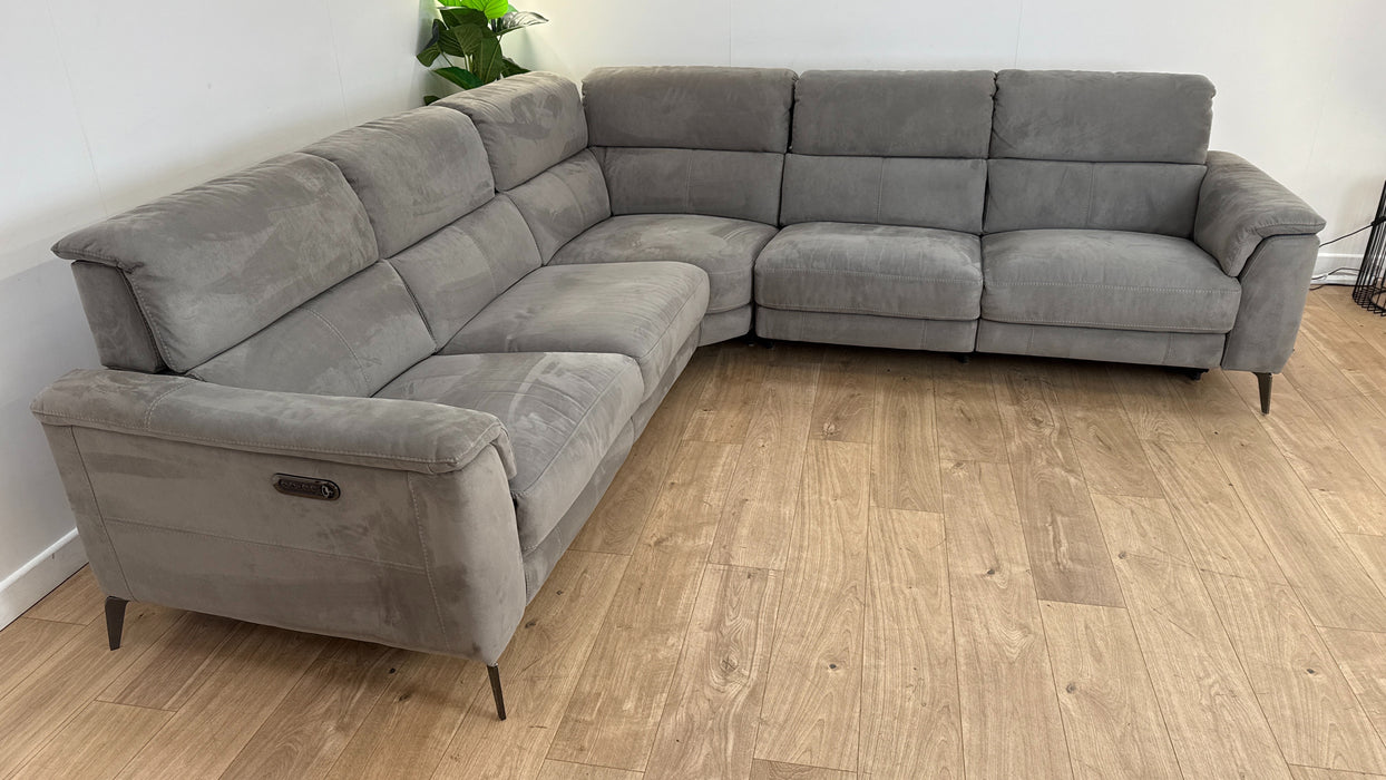 Sofology The Illinois 2 Corner 2 Fabric Recliner Sofa in Lifestyle Textured Charcoal