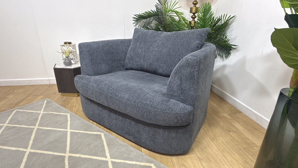 Sofology Chloe Fabric Loveseat Full Back in Soft Boucle Anthracite Mix