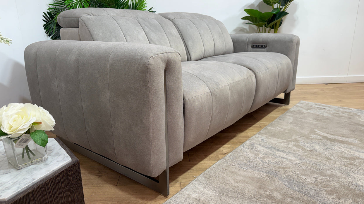 Sofology Paramount Fabric 2.5 Seater Power Recliner/Headrest in Lifestyle Flecked Stone