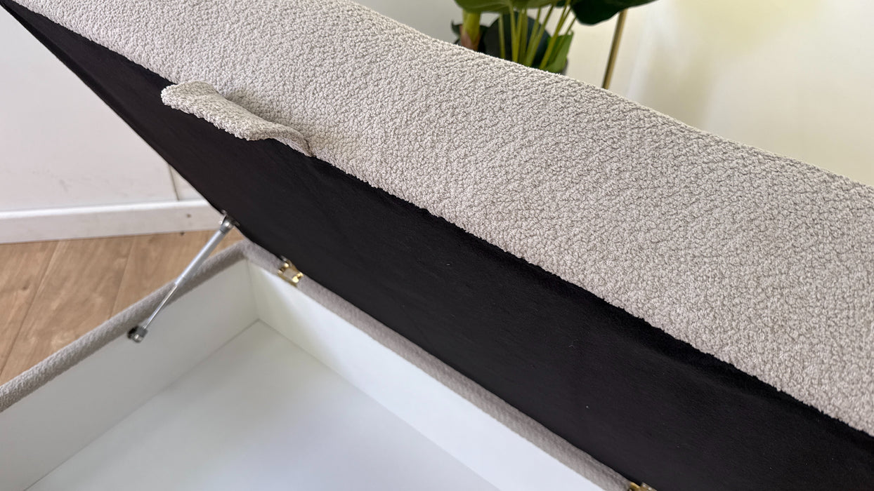 Sofology The Marble Arch Fabric Footstool in Cologne Wood Trim Mink All Over