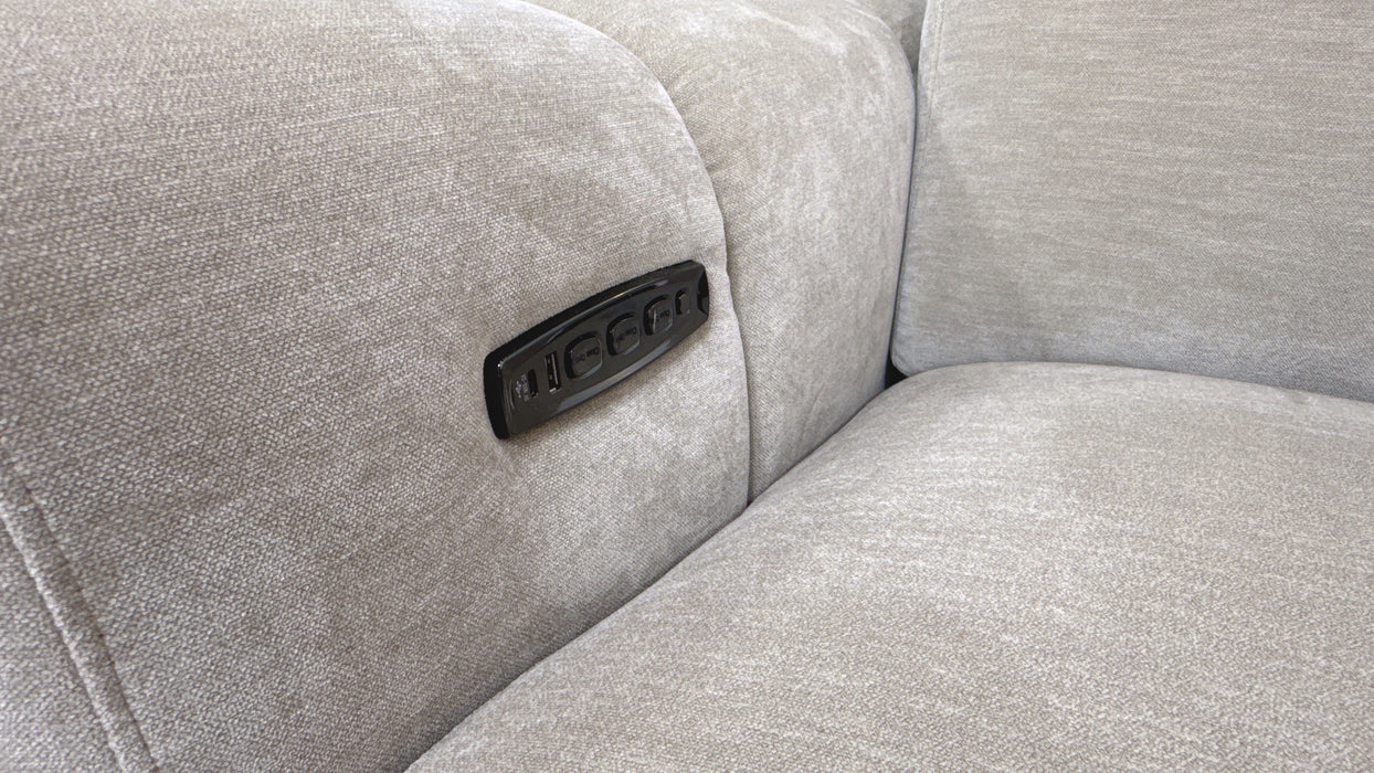 Sofology Solace Chair Power Recliner/Headrest Lumbar Support in Sample Mushroom