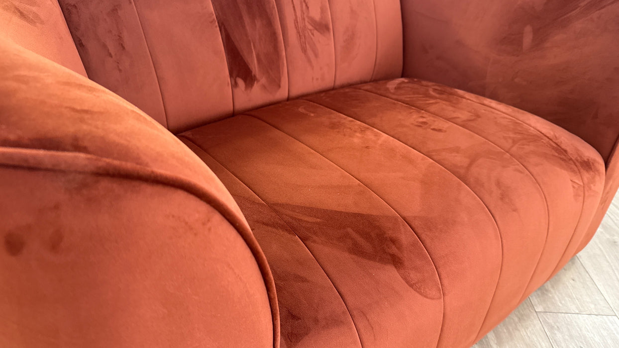 Sofology The Fitzrovia Fabric Loveseat in Matt Velvet Rust Mix Without Trim