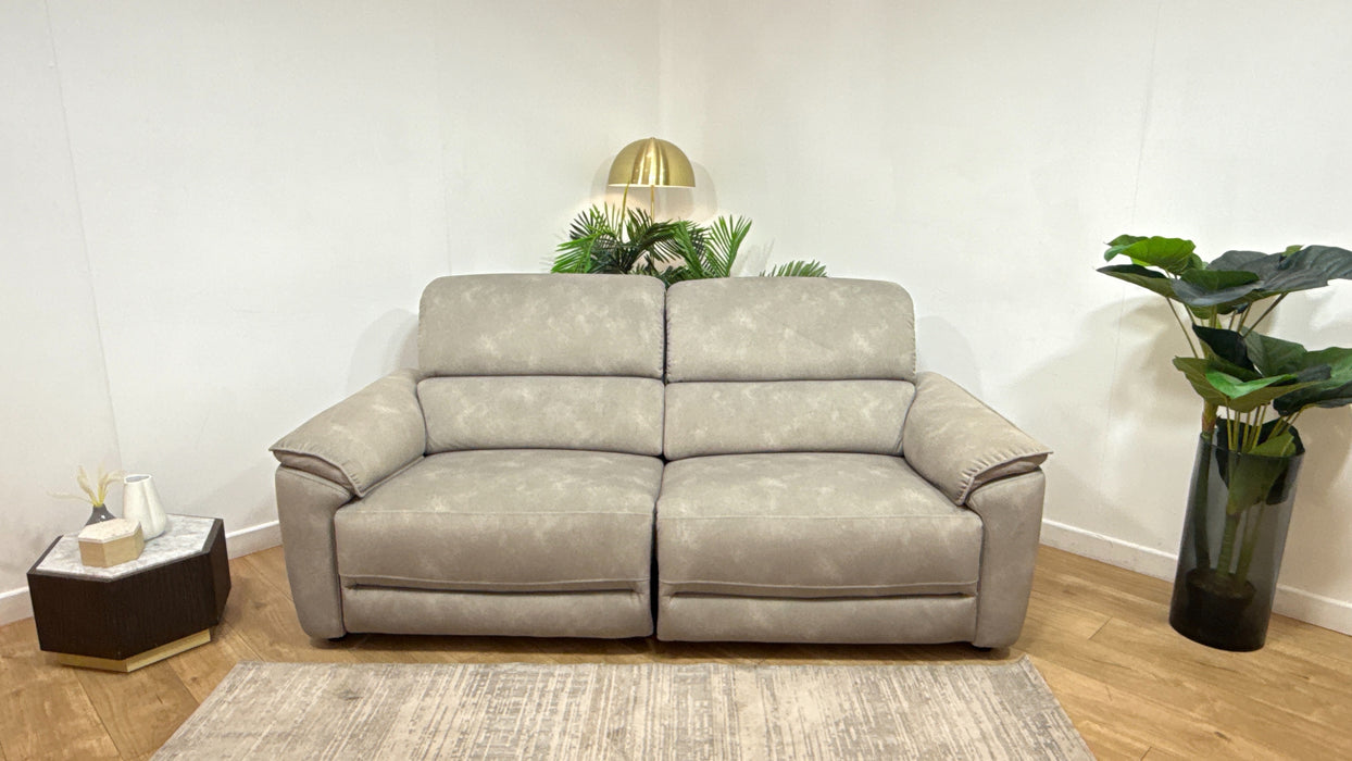 Sofology Hugo Fabric 2.5 Seater Power Recliner/Headrest in Lifestyle Flecked Stone