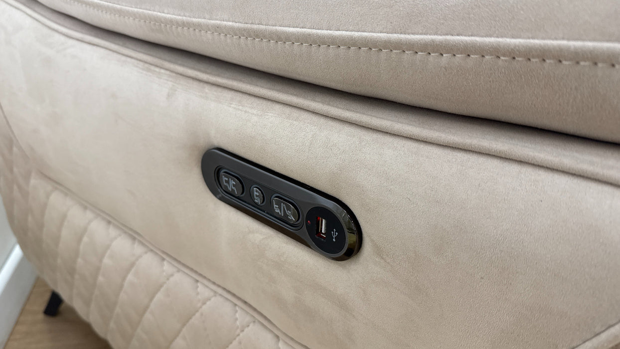 Sofology Ezra Fabric 3 Seater Power Recliner/Headrest in Tara Mink