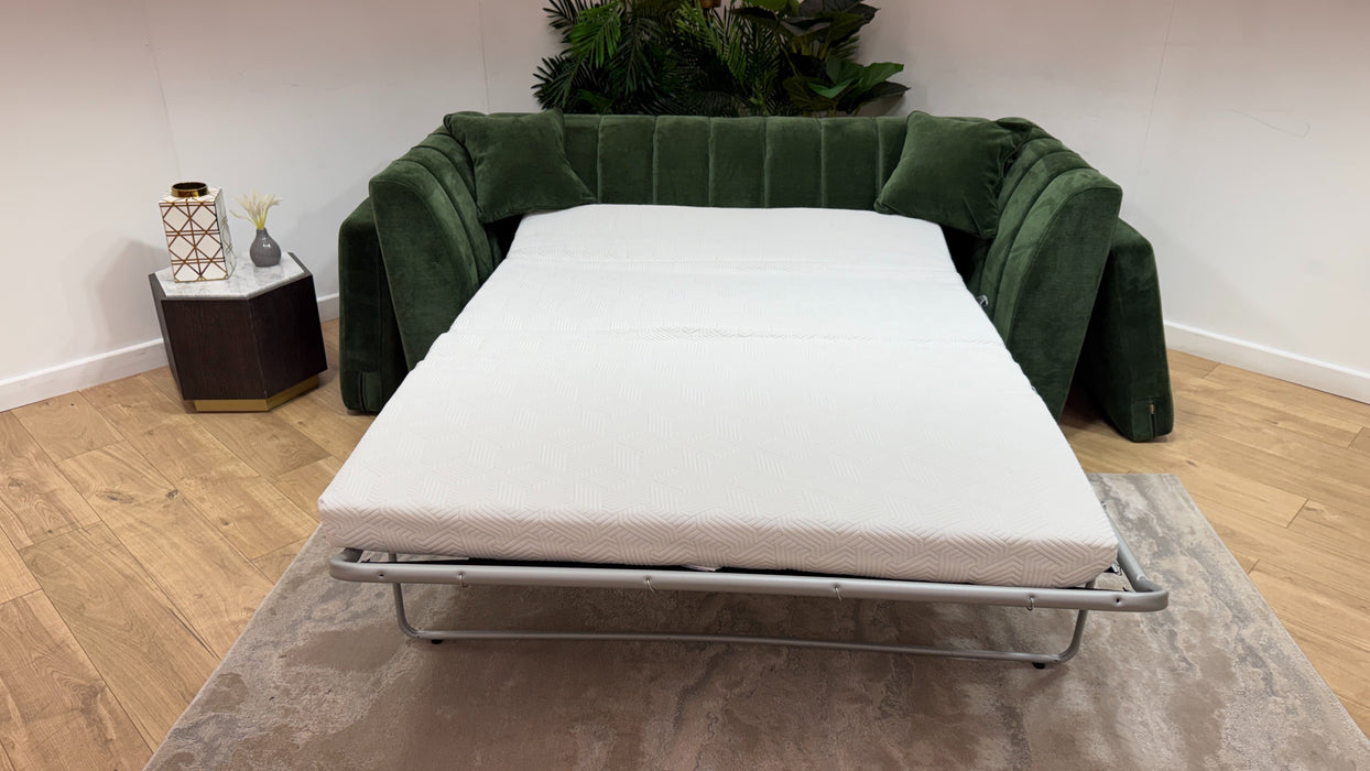 Sofology Downtown Fabric 3 Seater Sofabed Zoned Memory Foam Mattress in Soft Chenille Moss