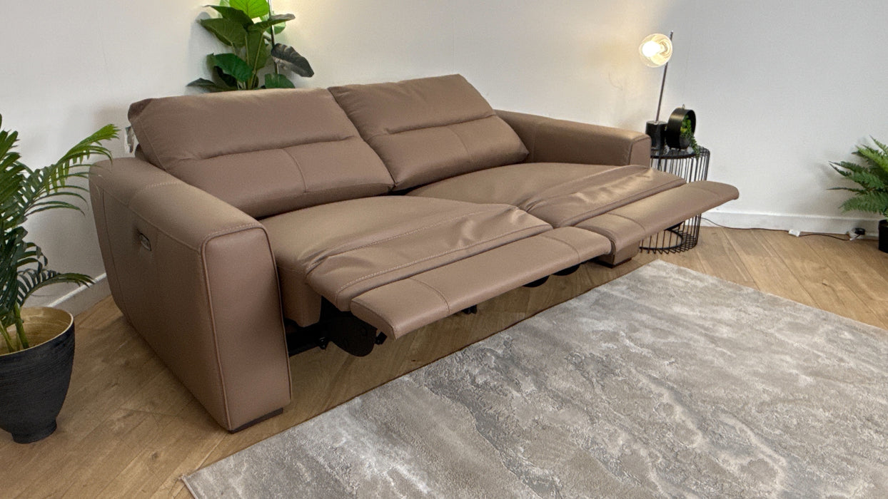 Sofology 2.5 Seater Recliner sofa in Trusty Matt Leather Mushroom