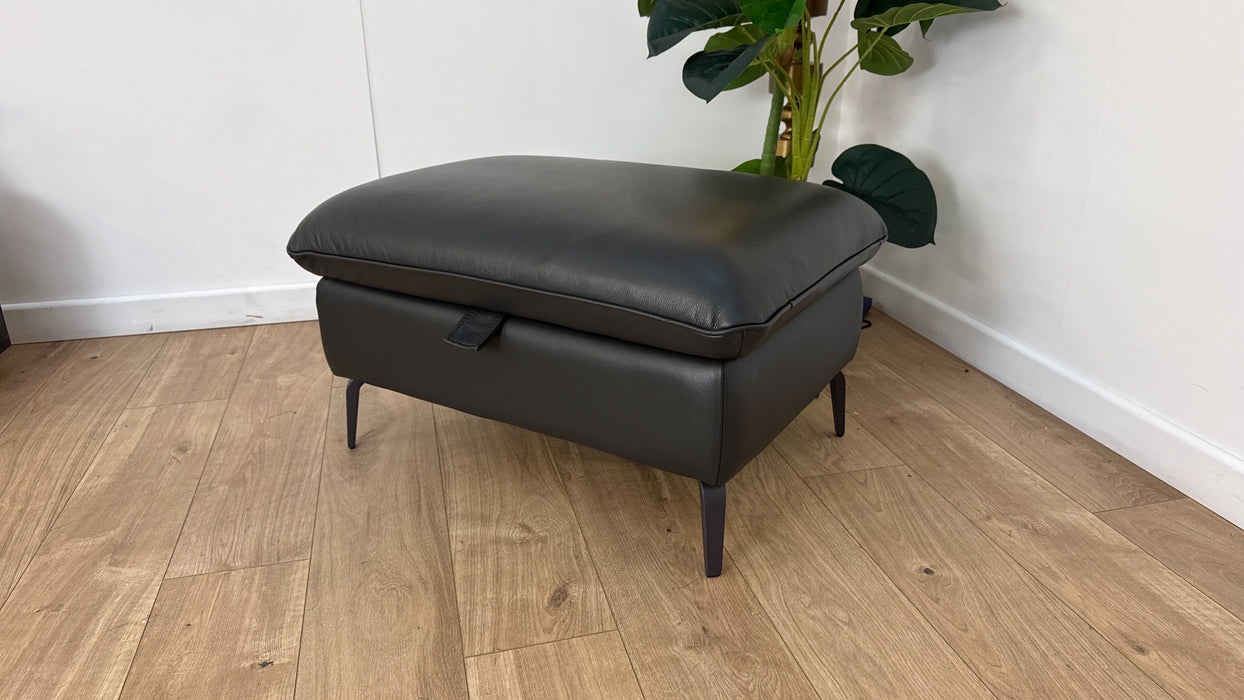 Sofology The Viento Leather Designer Storage Footstool in Trusty Embossed Charcoal