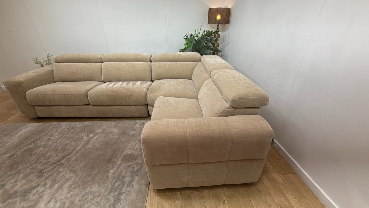 Sofology Colorado Fabric 3 Corner 1.5 Sofa Bed Power Recliner in Antique Chenille Wicker