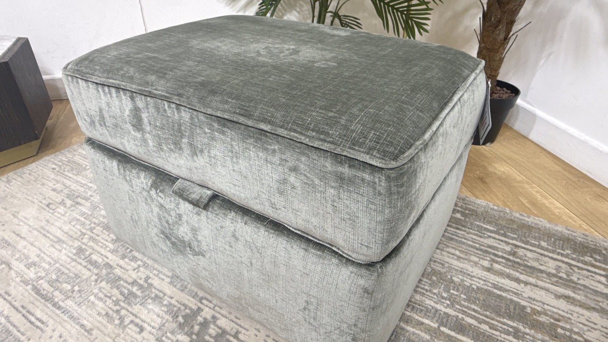 Sofology Georgio Fabric Storage Footstool with Extra Flex Interior in Luxe Chenille Alpine Green