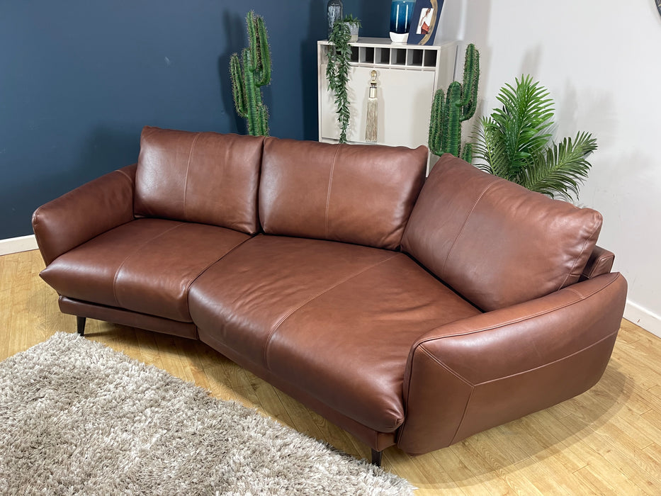 Adler Leather 3 Seater Asymmetric - Soft Leather Brown (WA2)