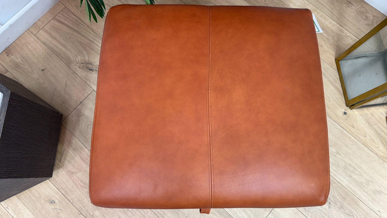 Sofology Adler Leather Storage Footstool in Relaxed Soft Amber
