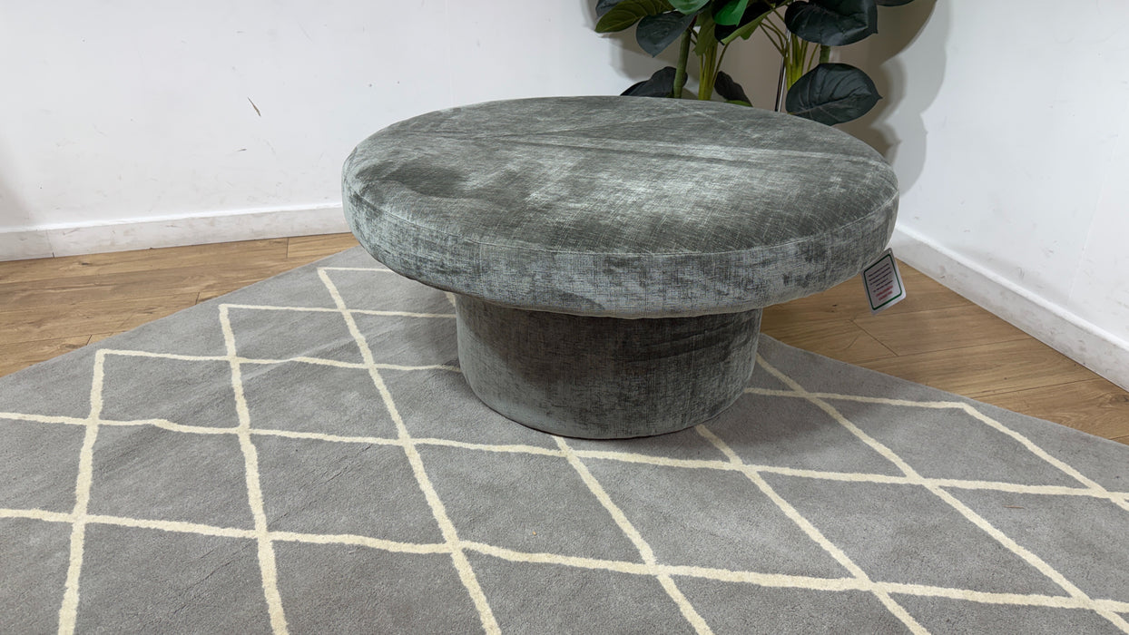 Sofology Luella Fabric Large Designer Footstool in Luxe Chenille Alpine Green