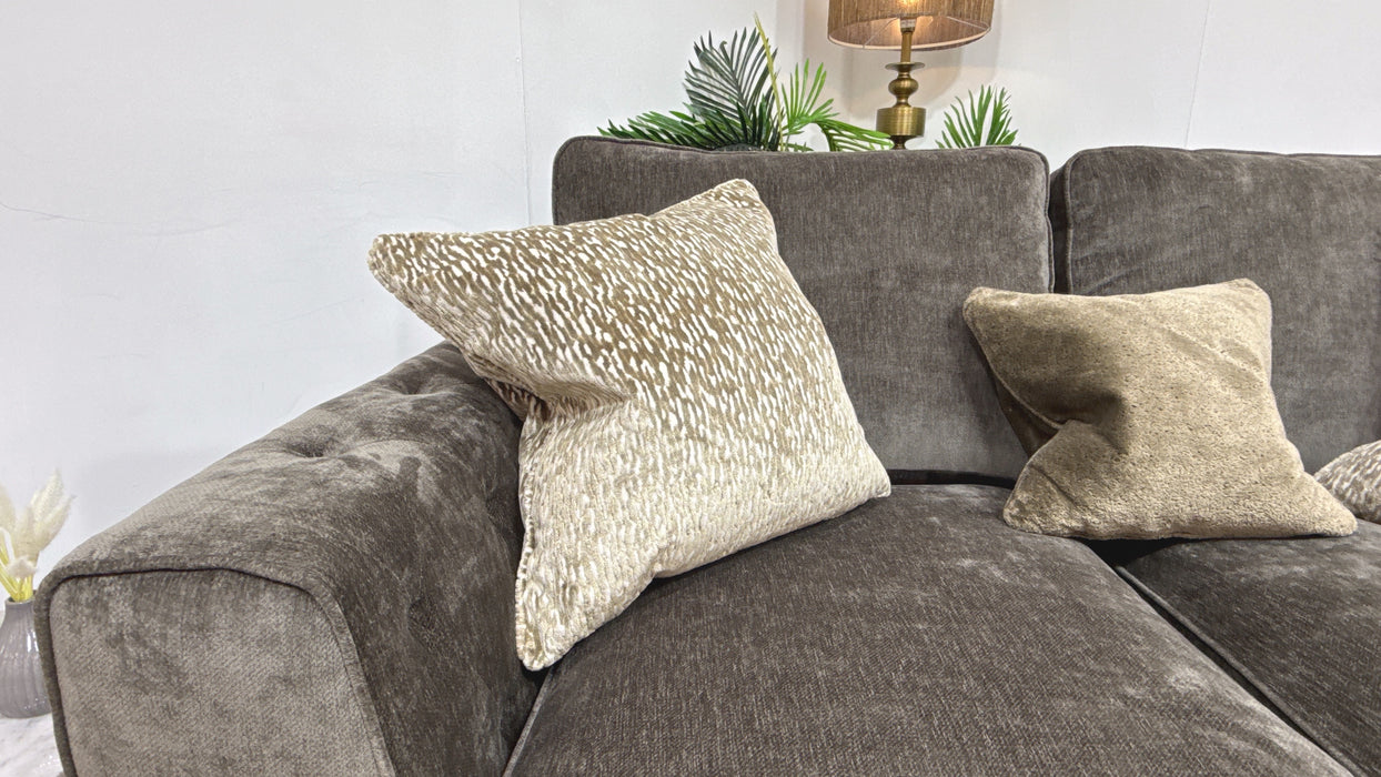 Sofology Valentina Fabric 2 Seater Full Back Foam/Fibre Seats in Luxury Deep Pile Chenille Mole Mix
