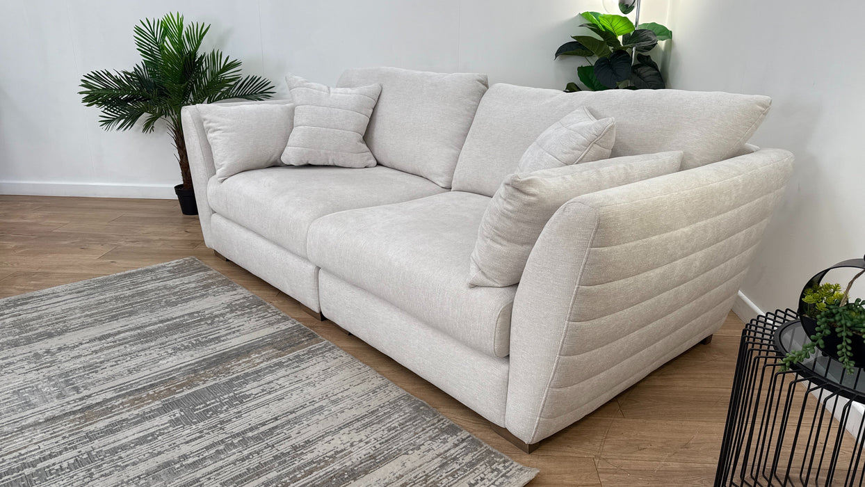 Sofology Calista Fabric 4 Seater Split Full Back Fluting in Linen Look Chenille Mist