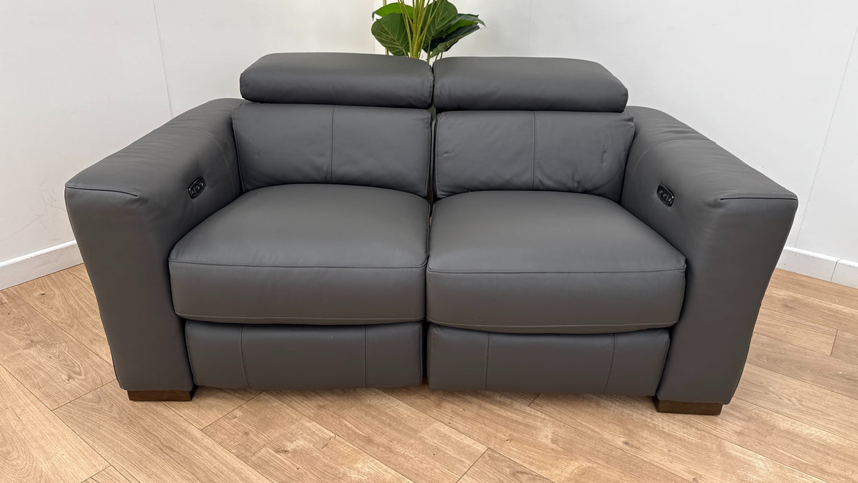 Sofology Metropolitan Leather 2 Seater Power Recliner in Trusty Matt Charcoal