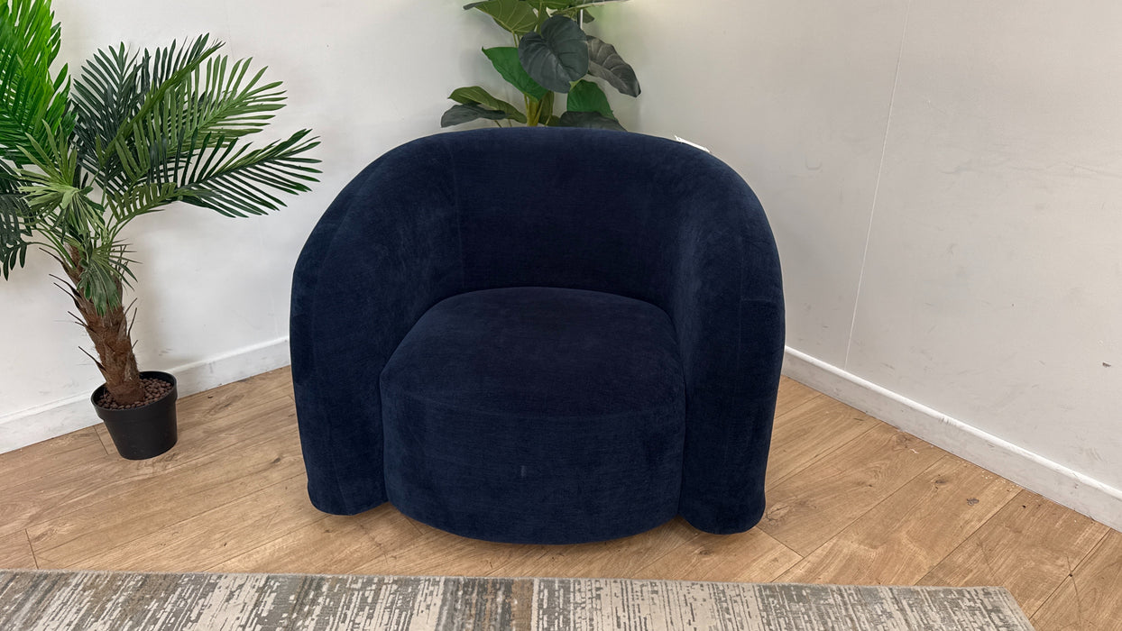 Sofology Dalston Fabric Swivel Chair in Soft Chenille Navy Limited Edition
