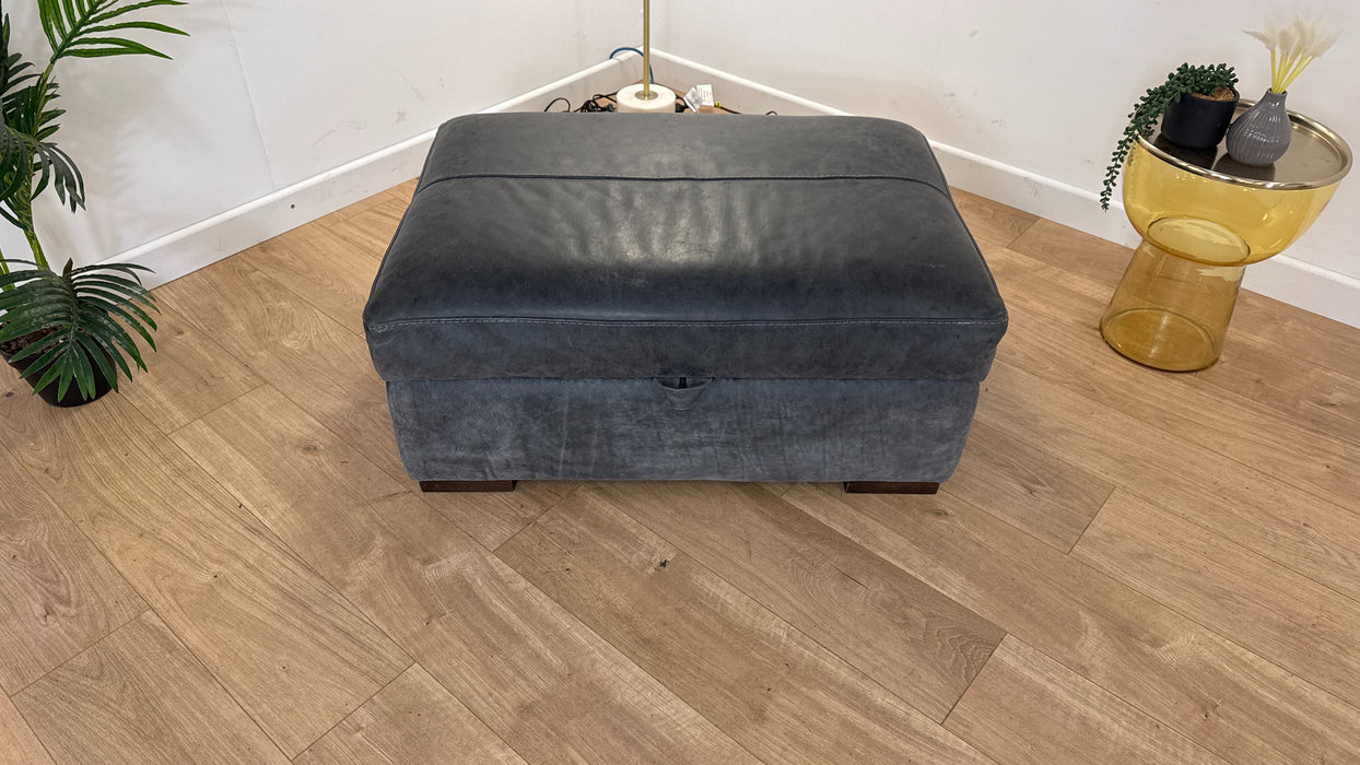 Mazzini Storage Footstool - Leather - Utah Grey