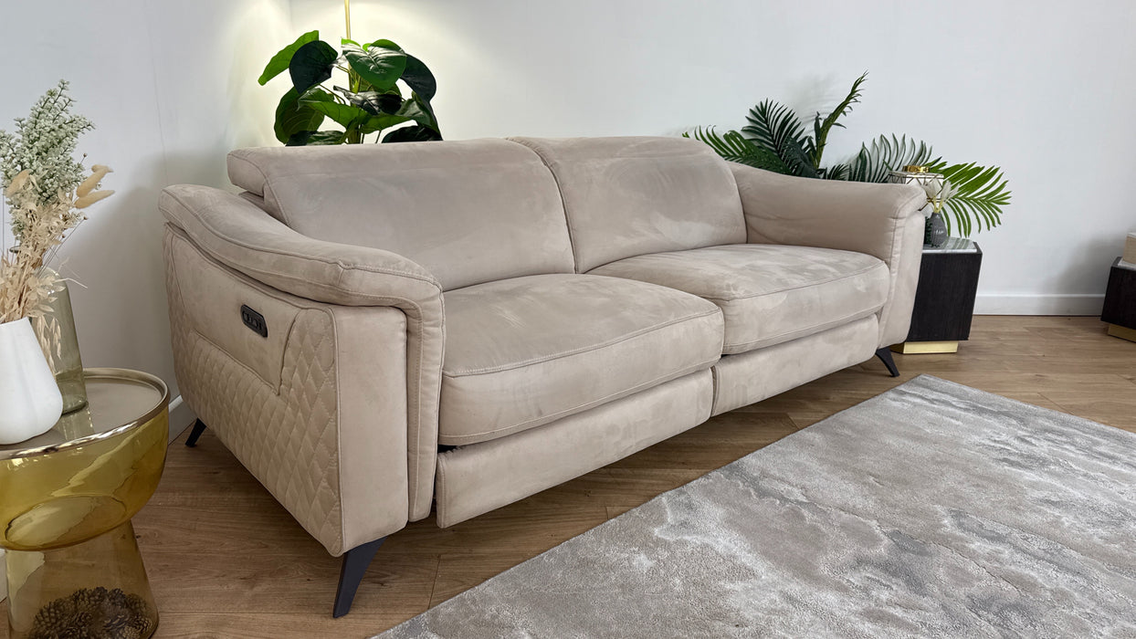 Sofology Ezra Fabric 3 Seater Power Recliner/Headrest in Tara Mink