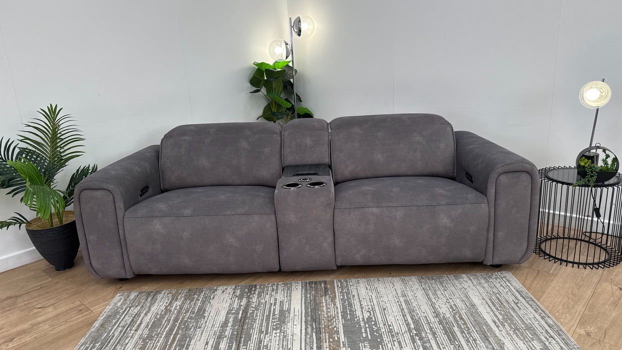 Sofology The Premiere 2.5 Seater Console Fabric Recliner in Lifestyle Flecked Mocha