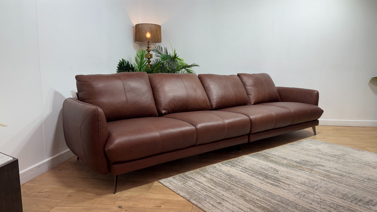 Sofology The Adler Leather 4 Seater in Relaxed Soft Brown