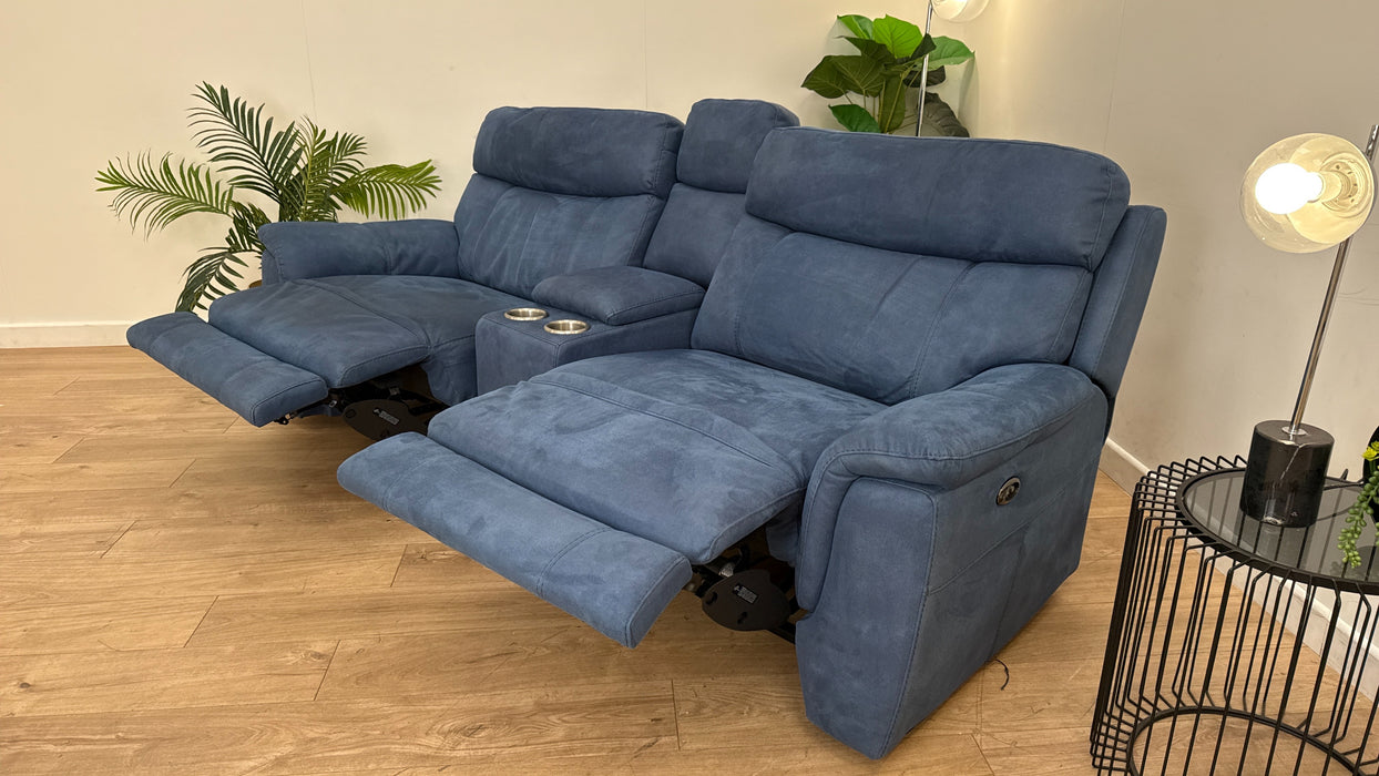 DFS Ronan Fabric Recliner 2 Seater in Blue