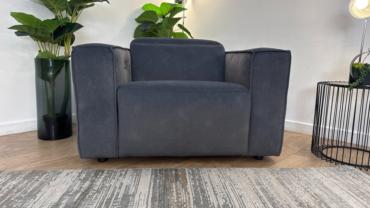 Sofology The Horizon Fabric Loveseat Power Recliner/Headrest in Lifestyle Flecked Charcoal