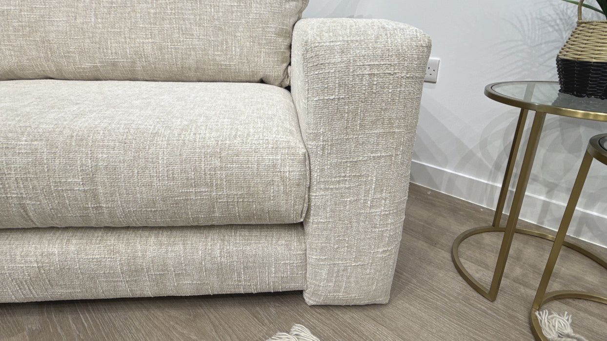 Sofology Cove Fabric Loveseat Light Wood Panel in Artisan Chenille Ecru Mix