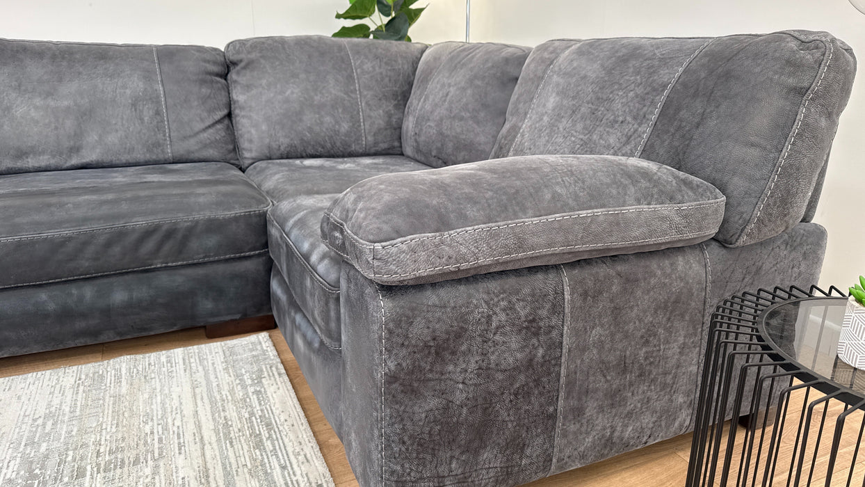 Linara 3 Corner 1 - Leather Sofa - Utah Grey