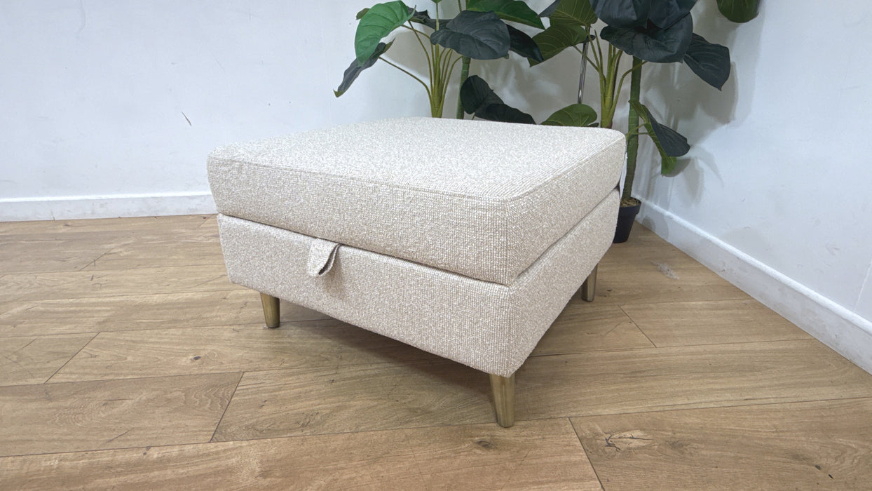 Sofology Hackney Fabric Storage Memory Foam Footstool in Mini Boucle Natural All Over